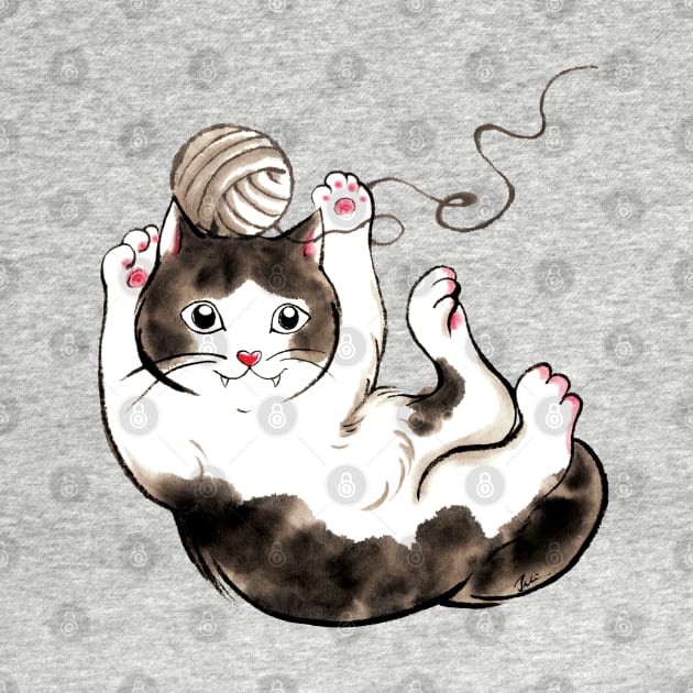 Cat play with wool ball by juliewu